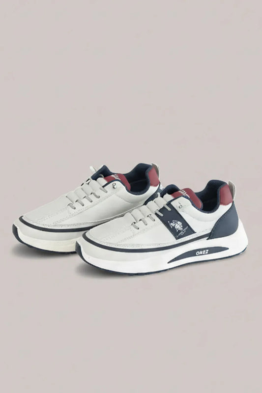 Men’s Classic White & Navy Casual Sneakers – Lightweight Everyday Comfort Shoes