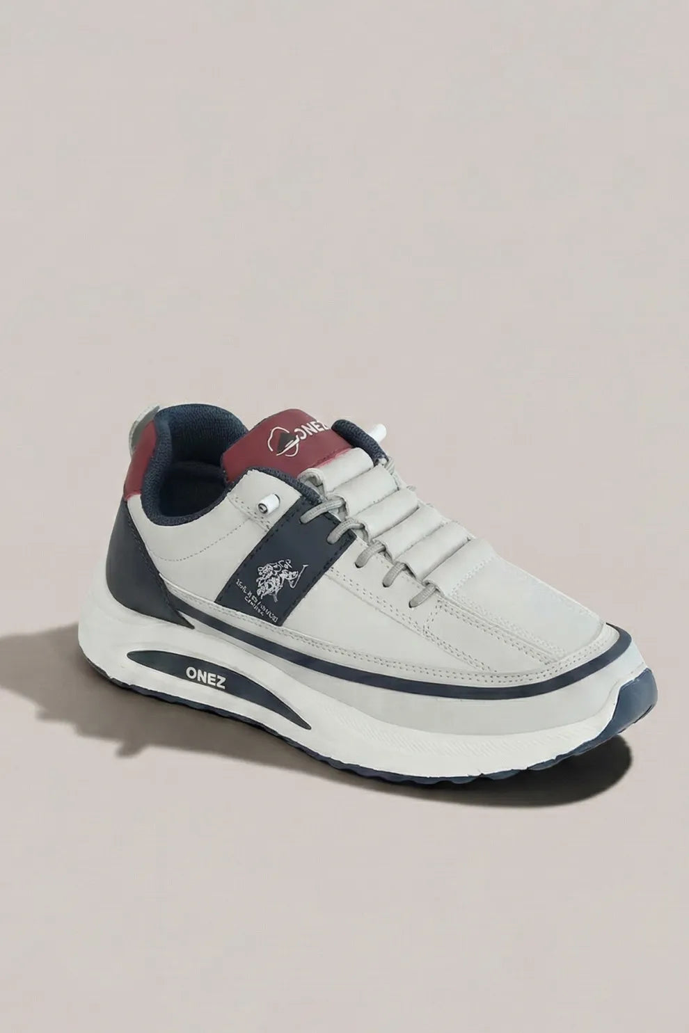 Men’s Classic White & Navy Casual Sneakers – Lightweight Everyday Comfort Shoes