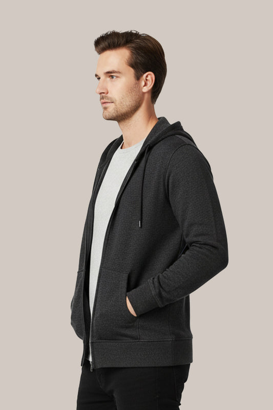 Men’s Classic Dark Grey Zipper Hoodie – Everyday Comfort Collection
