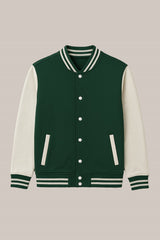 Baseball Jacket – Green & Off-White, Bold Contrast with Fresh Style