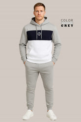 Men’s Grey, White & Navy Hoodie Tracksuit | Casual Slim Fit Sweat Outfit