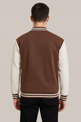 Baseball Jacket – Brown & Cream, Earthy Contrast with Classic Style