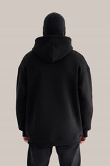 Black Tech Fleece Hoodie with Built-In Mask