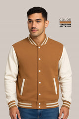 Baseball Jacket – Camel Brown & Off-White, Warmth Meets Modern Contrast