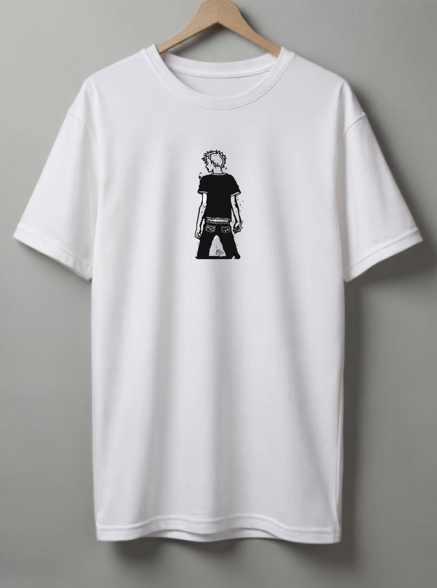 Don’t Look Back Oversized T-Shirt – Beige, Black & White