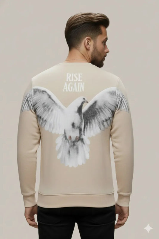 RISE AGAIN Printed Sweatshirt – Camel Beige