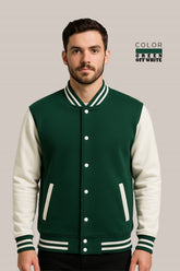 Baseball Jacket – Green & Off-White, Bold Contrast with Fresh Style