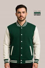 Baseball Jacket – Green & Off-White, Bold Contrast with Fresh Style