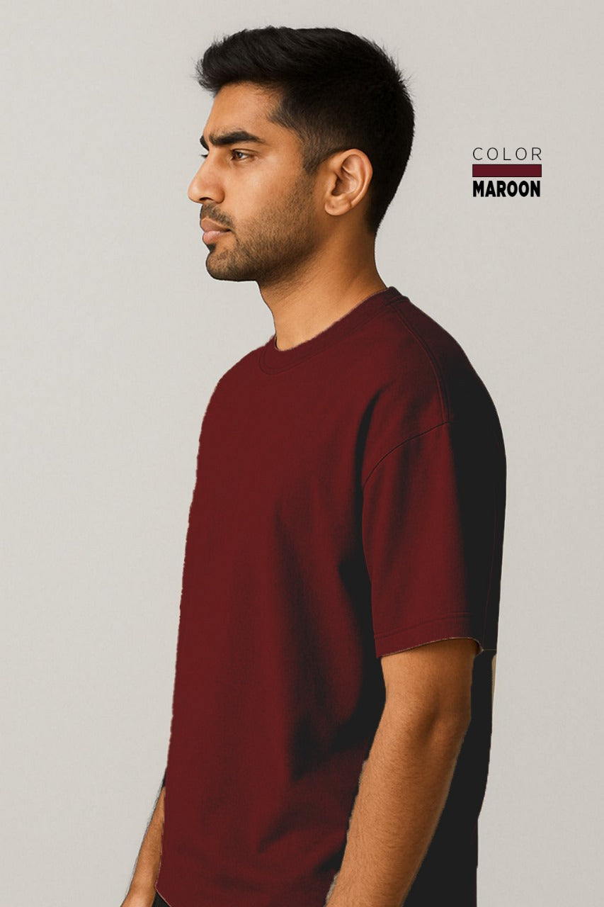 Drop-shoulder Tee - MAROON