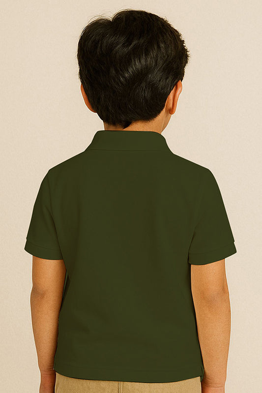 Kids Polo T-shirts - Olive Green