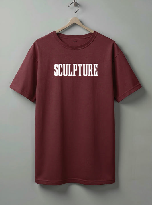 Sculpture Oversized T-Shirt – Beige, Maroon & White