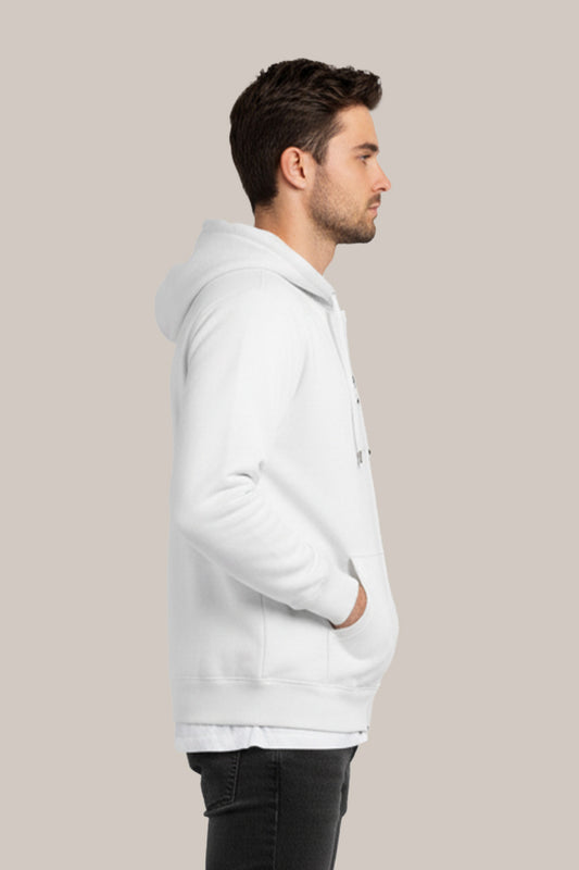 Men’s Classic White Zipper Hoodie – Everyday Comfort Collection