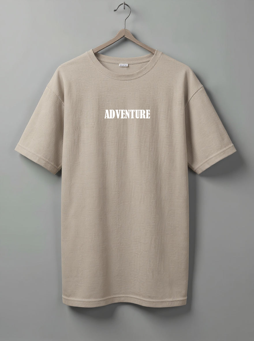 Adventure Drop Shoulder T-Shirt – Blue, Beige & Black