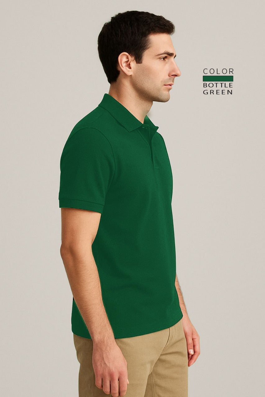 POLO TEE - BOTTLE GREEN