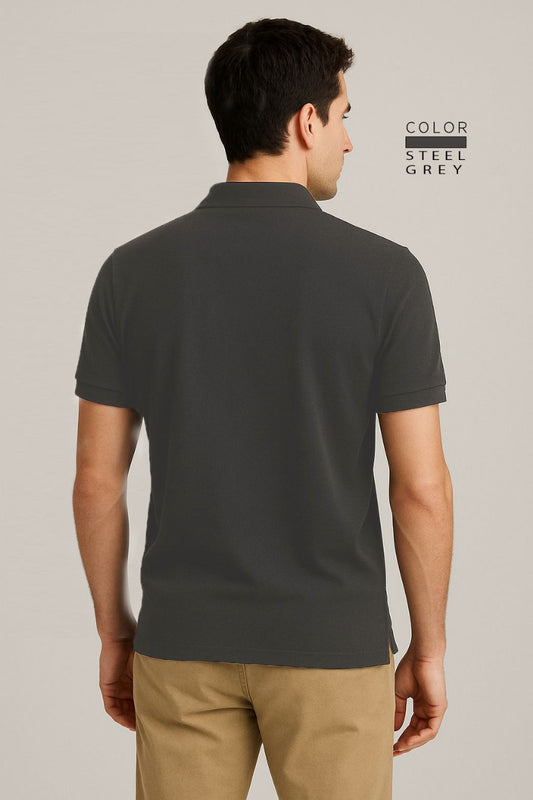 POLO TEE - STEEL GREY