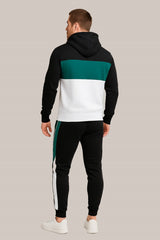 Men’s Black, Sea Green & White Color Tracksuit | Casual Slim Fit Sweat Outfit