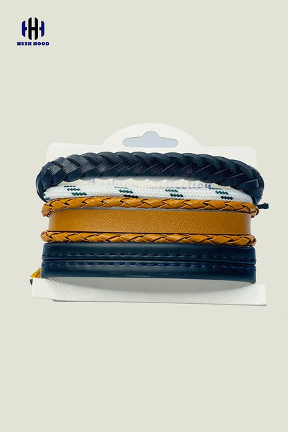 Men’s Multi-Layer Leather Bracelet Set – Black & Brown