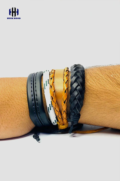 Men’s Multi-Layer Leather Bracelet Set – Black & Brown