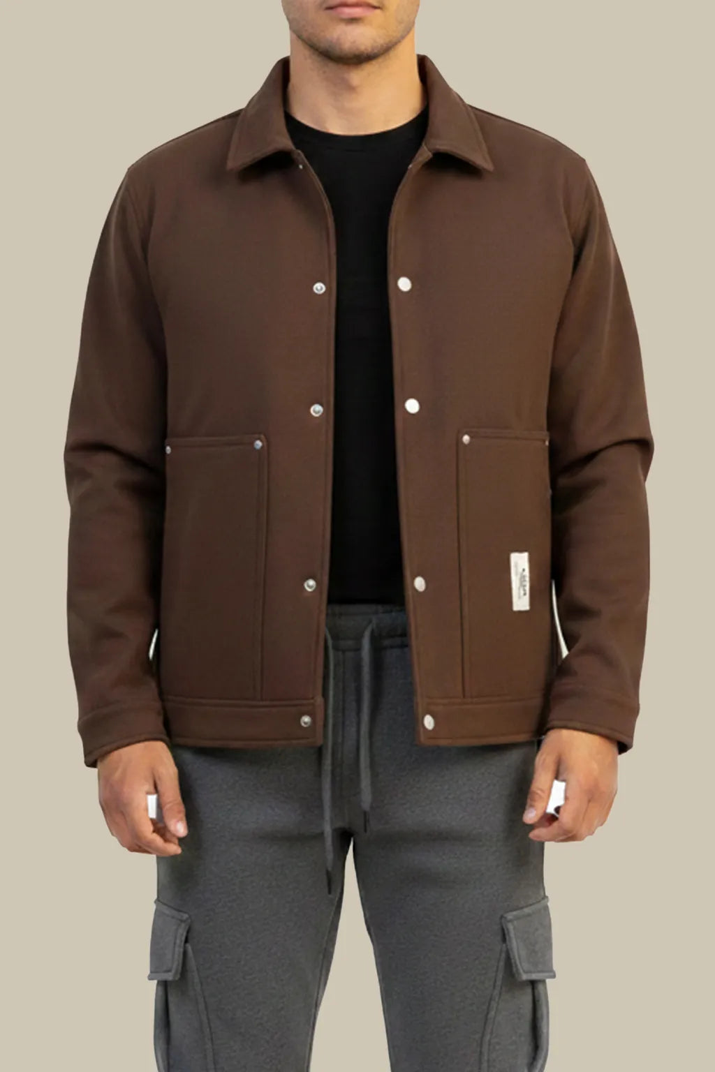 Stylish Button Down Jacket – Brown