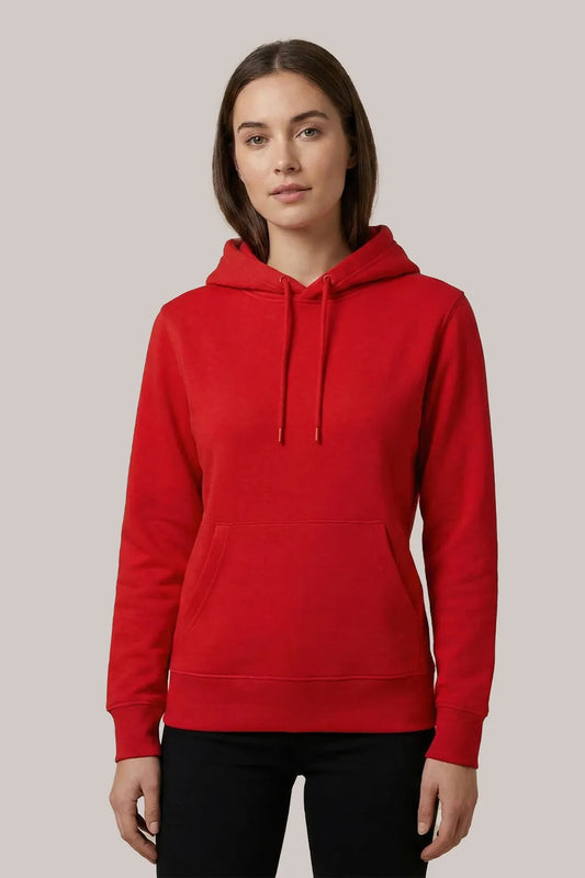 Women’s Classic Red Pullover Hoodie – Comfortable & Stylish