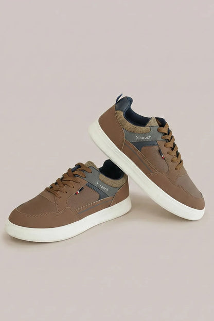 Brown Lace-Up Casual Sneakers – Everyday Comfort Shoes for Men