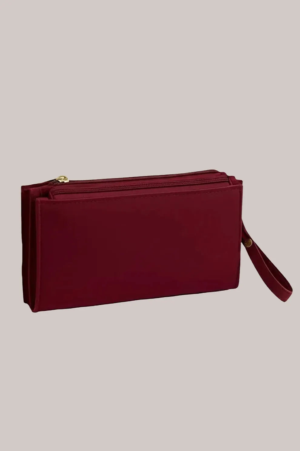 Stylish Zipper Luxury Wallet – Triple-Zip Maroon Clutch