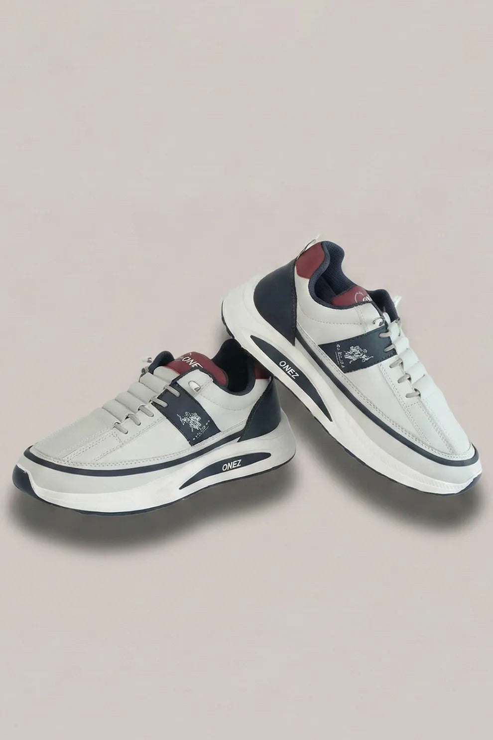 Men’s Classic White & Navy Casual Sneakers – Lightweight Everyday Comfort Shoes