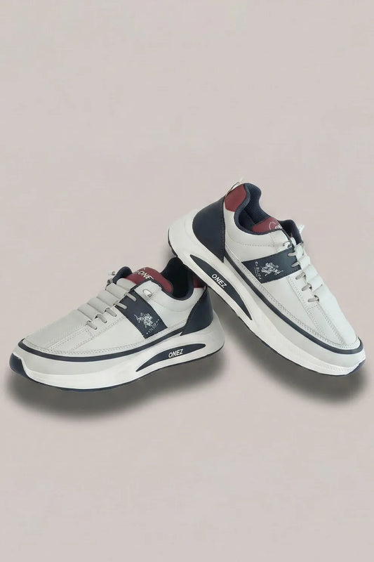 Men’s Classic White & Navy Casual Sneakers – Lightweight Everyday Comfort Shoes