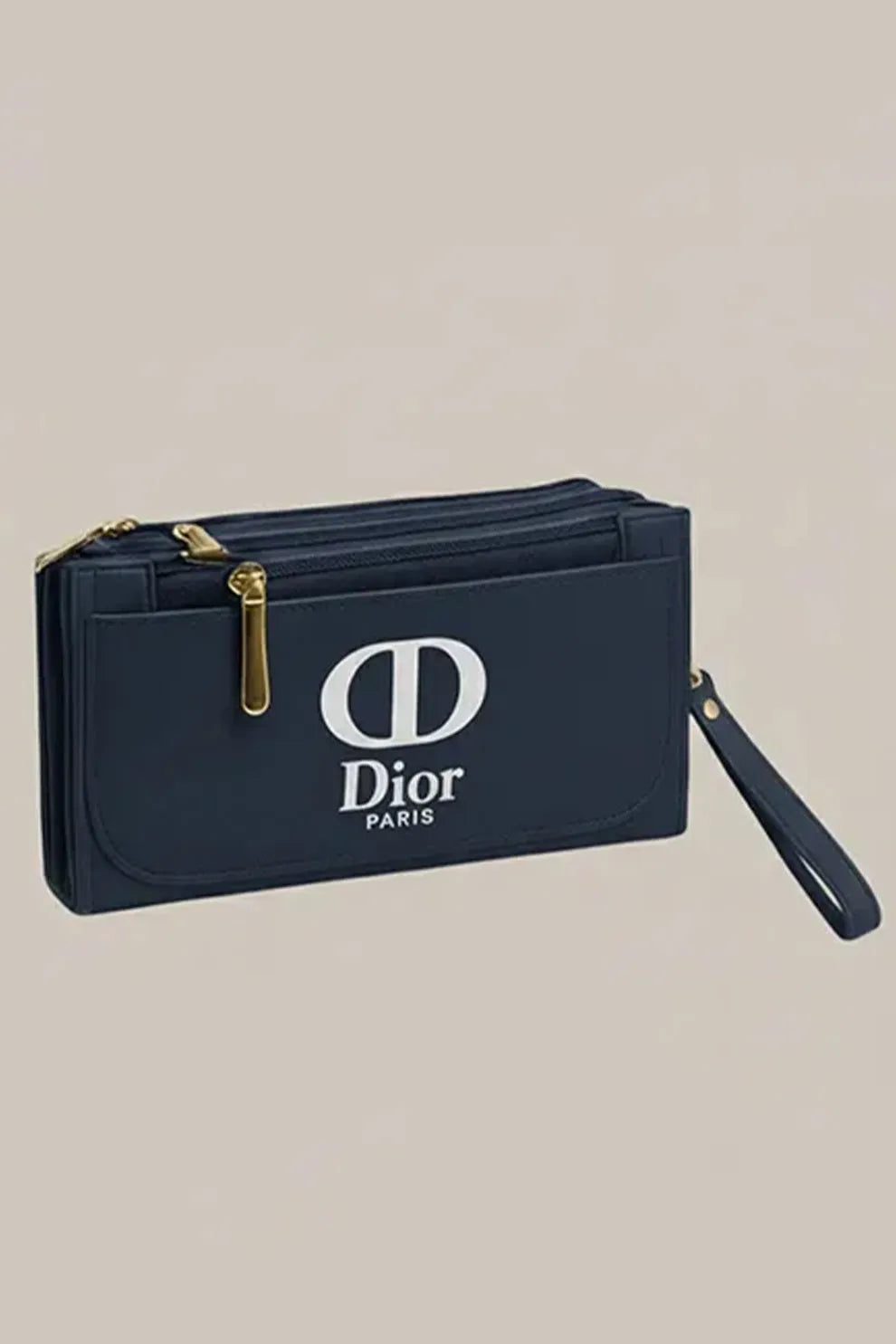 Stylish Zipper Luxury Wallet – Triple-Zip Navy Blue Clutch