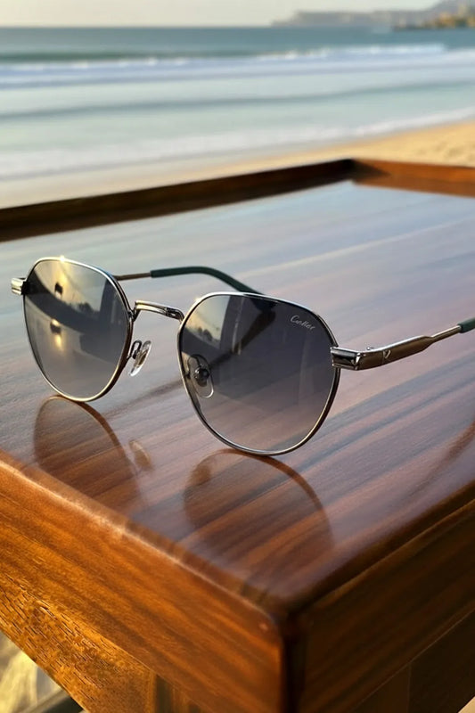 Men’s Classic Round Metal Sunglasses with Gradient Lenses – Coastal Style