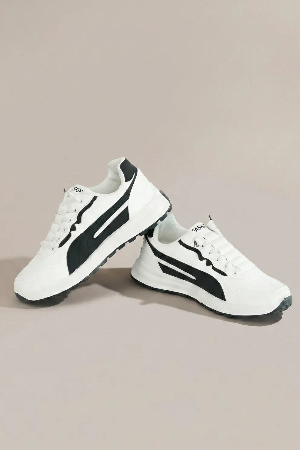 Black & White Lace-Up Sneakers – Everyday Comfort Casual Shoes (Men)