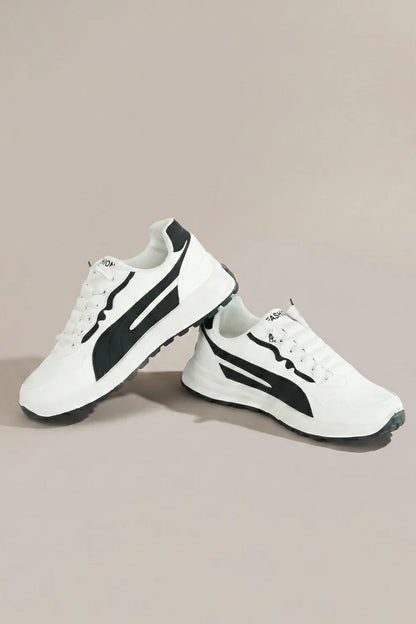 Black & White Lace-Up Sneakers – Everyday Comfort Casual Shoes (Men)