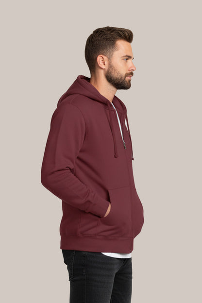 Men’s Classic Maroon Zipper Hoodie – Everyday Comfort Collection