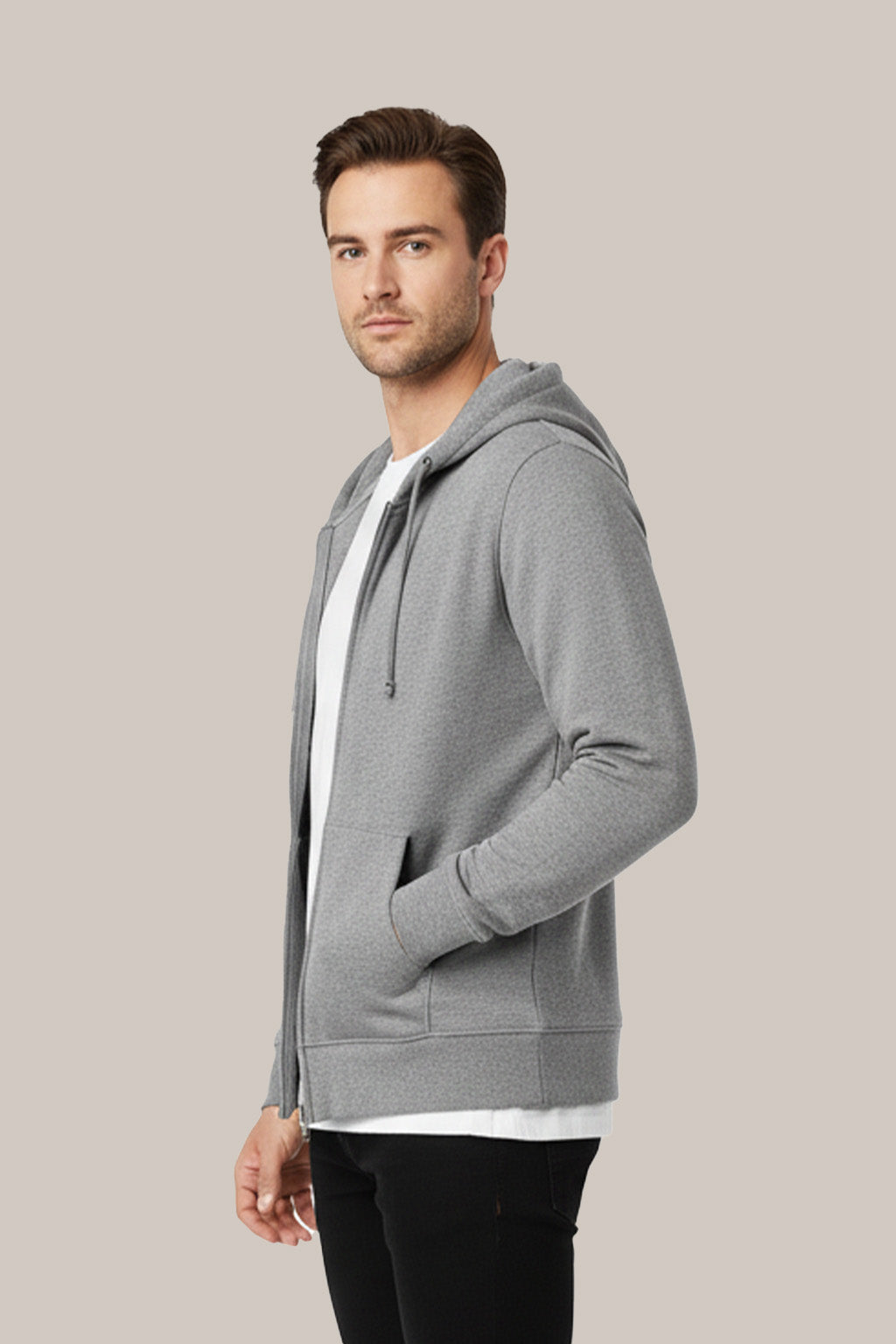Men’s Classic Grey Zipper Hoodie – Everyday Comfort Collection