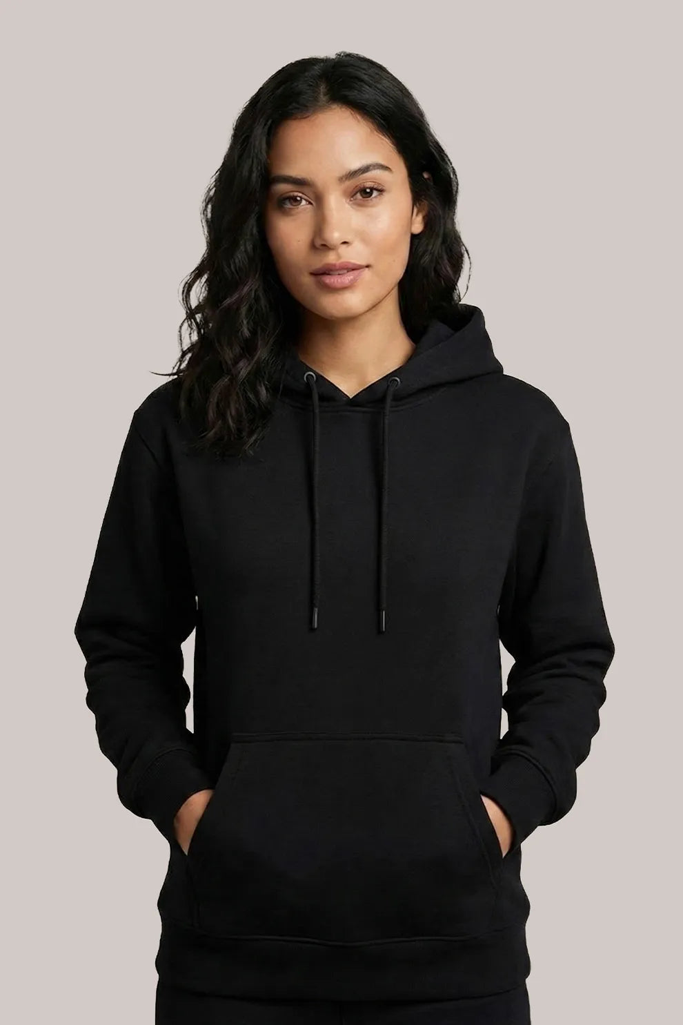 Women’s Classic Black Pullover Hoodie – Comfortable & Stylish