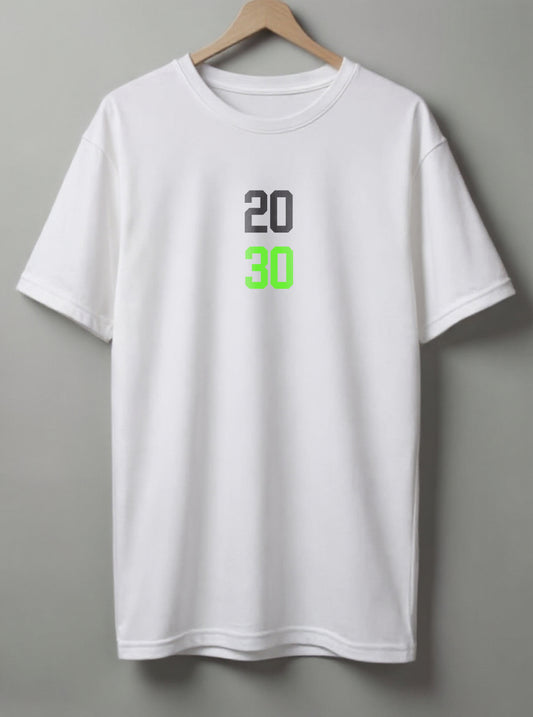 2030 Drop Shoulder T-Shirt - White & Black