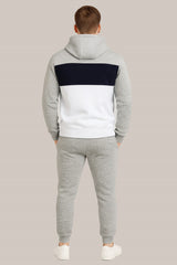 Men’s Grey, White & Navy Hoodie Tracksuit | Casual Slim Fit Sweat Outfit