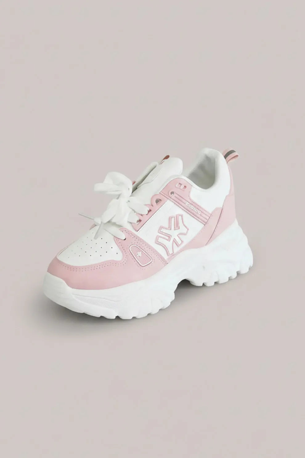 Pink & White Chunky Sneakers – Trendy Lace-Up Comfort Shoes (Women)