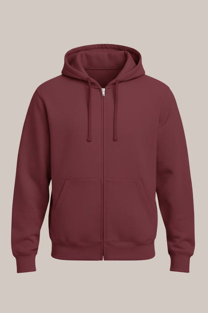 Men’s Classic Maroon Zipper Hoodie – Everyday Comfort Collection