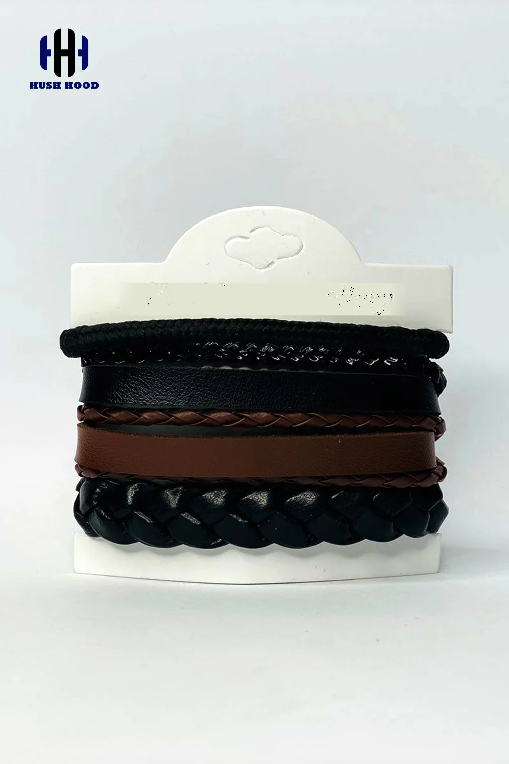 Men’s Multi-Layer Leather Bracelet Stack – Black & Brown Mix