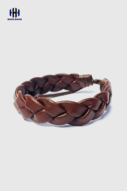 Braided Leather Bracelet Set – Adjustable Classic Style (Brown)