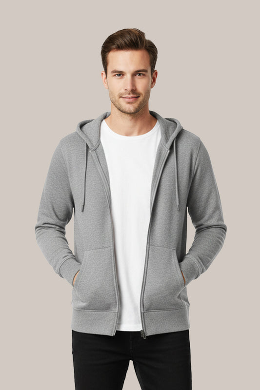 Men’s Classic Grey Zipper Hoodie – Everyday Comfort Collection