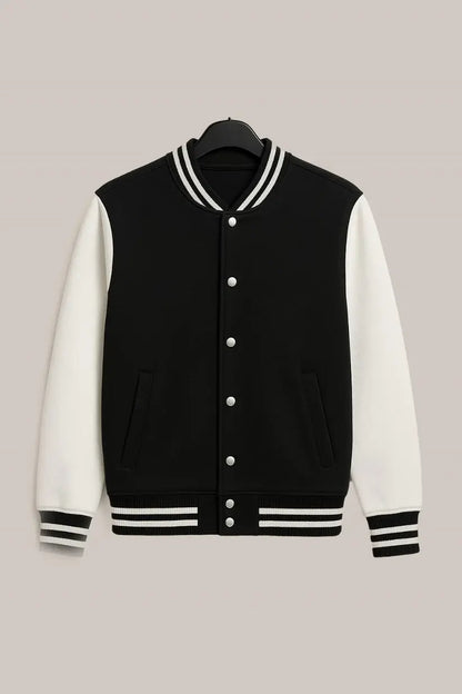 Baseball Jacket – Black & White, Timeless Style with Bold Contrast