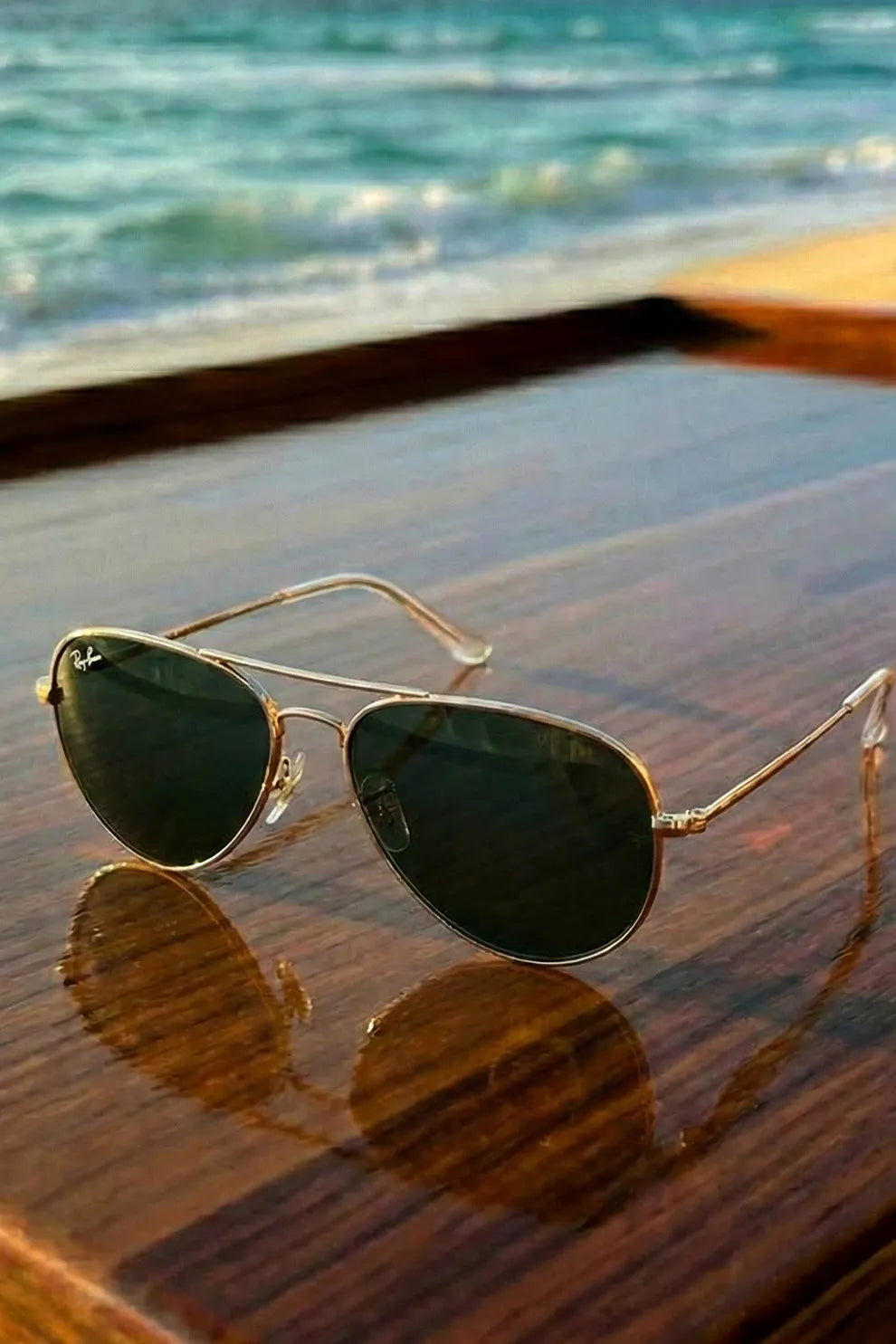 Men’s Classic Aviator Metal Sunglasses with Dark Green Lenses – Coastal Style