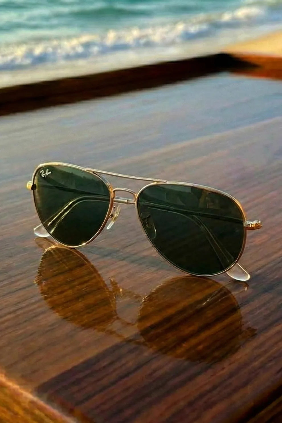 Men’s Classic Aviator Metal Sunglasses with Dark Green Lenses – Coastal Style