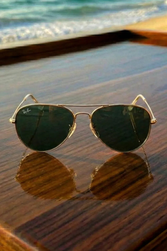 Men’s Classic Aviator Metal Sunglasses with Dark Green Lenses – Coastal Style