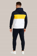 Men’s Navy Blue, Yellow & White Color Tracksuit | Casual Slim Fit Sweat Outfit