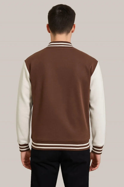 Baseball Jacket – Brown & Cream, Earthy Contrast with Classic Style