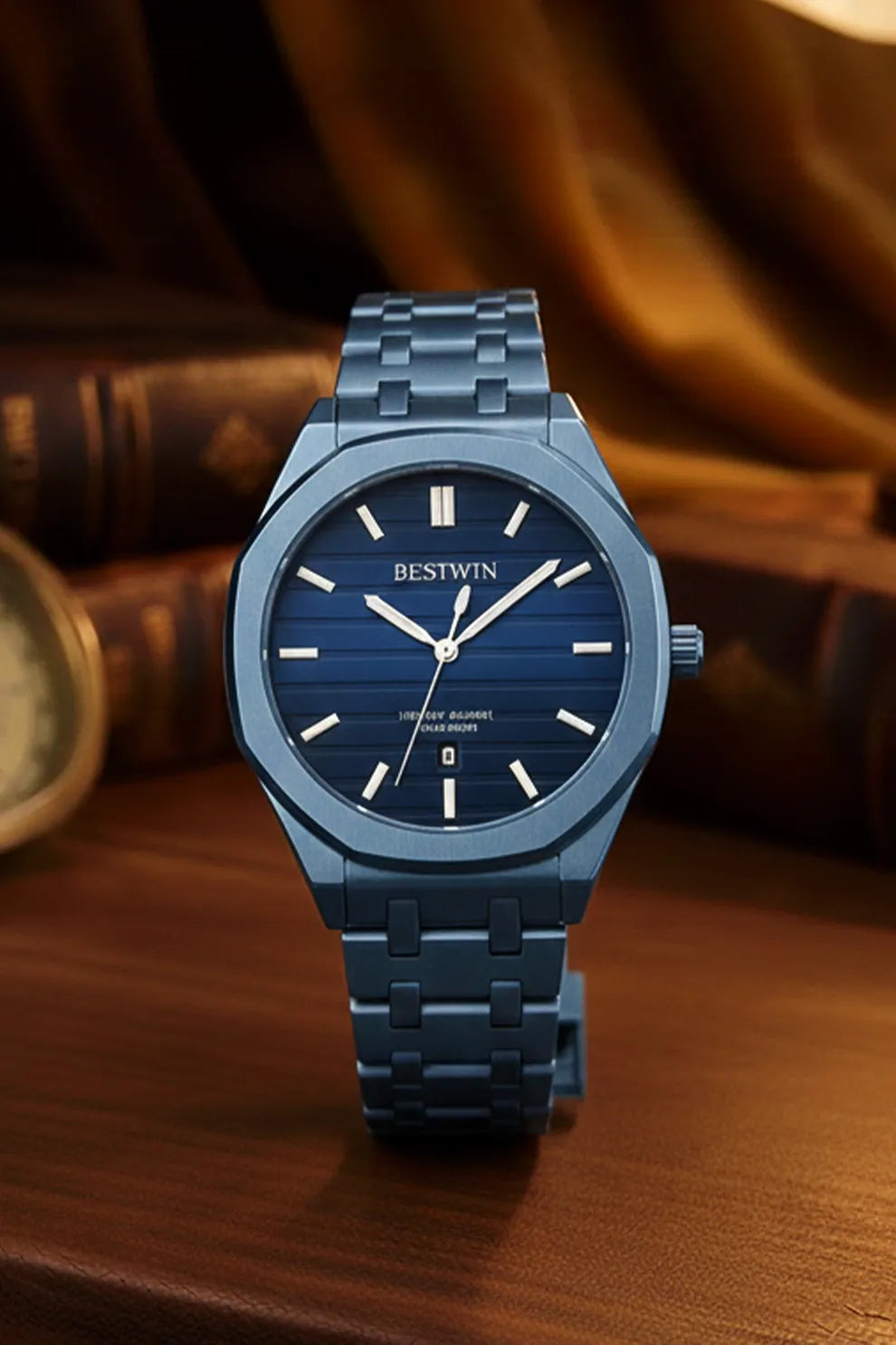 Men’s Blue Stainless Steel Analog Watch – Blue Dial Modern Style