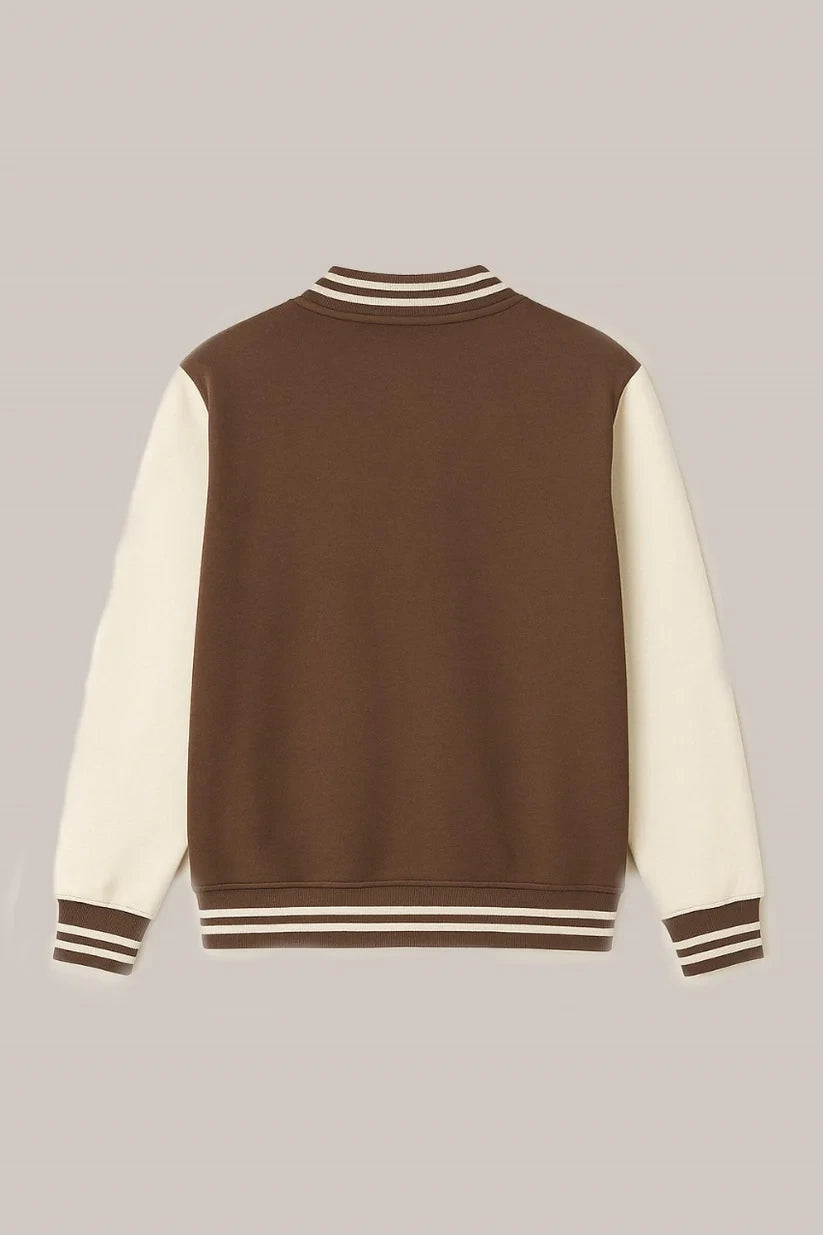 Baseball Jacket – Brown & Cream, Earthy Contrast with Classic Style